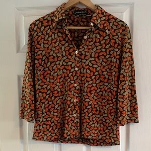 Vintage French Blouse in Leaf Print